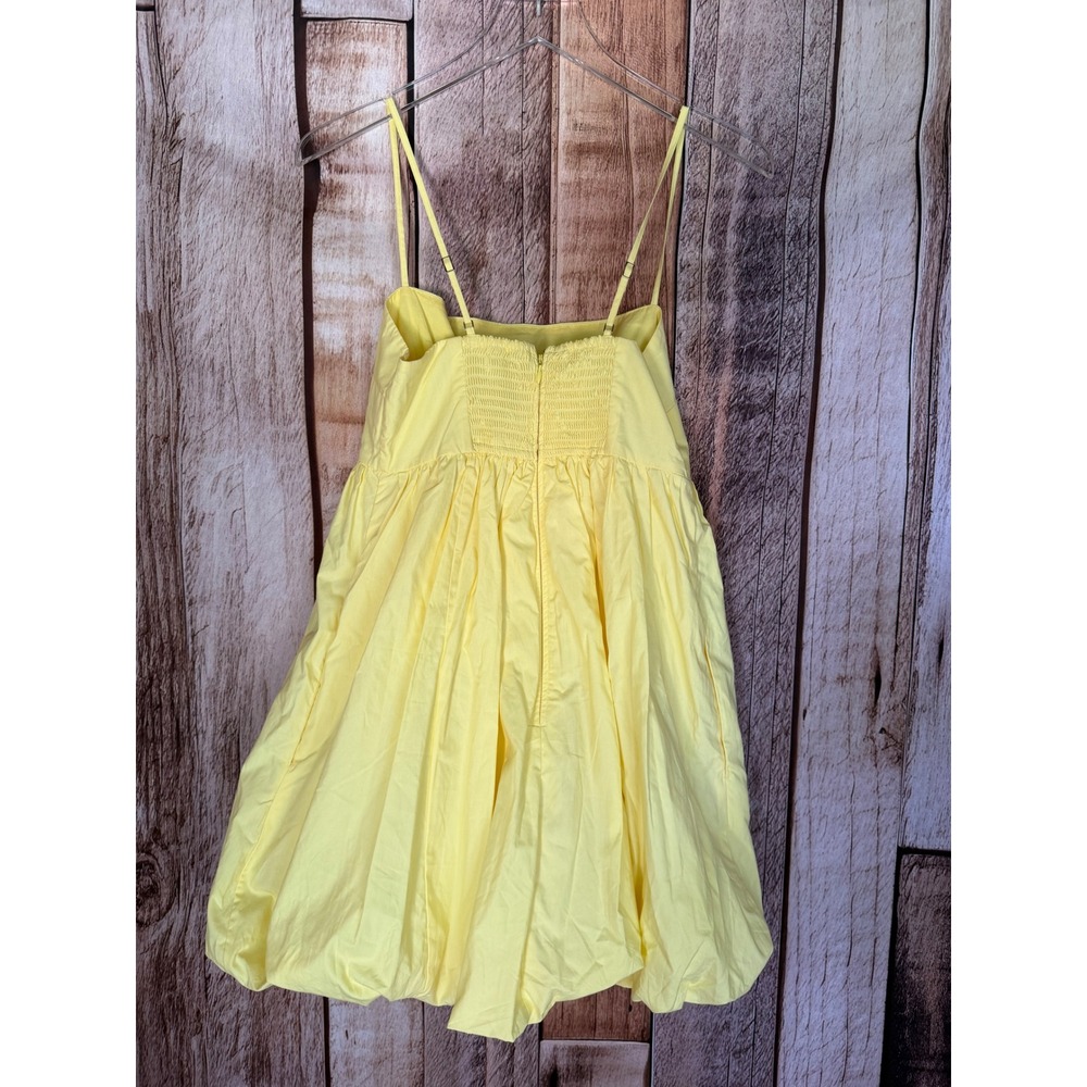 Abercrombie & Fitch Bubble Hem Mini Dress Yellow Cotton Sundress Summer Medium - Picture 2 of 8